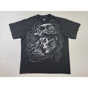 Liquid‎ Blue Dia De Los Muertos Smokey Sugar Skull Rose Punk Shirt Mens XL